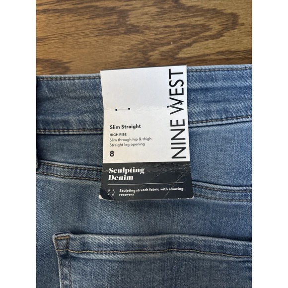 Nine West Sculpting Denim Women's Slim Straight  High-Rise Jeans Size 8. NWT - Picture 8 of 8
